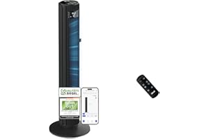 ‎LEVOIT Levoit-7,9m/s Smart APP Turmventilator Leise-Ventilator für Schlafzimmer-Tower Fan mit Fernbedienung-12 Geschwindigkeiten 4 Modi 12Std Oszillierender Säulenventilator mit Sensor App Sprachsteuerung