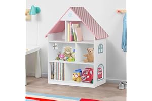 Taylor & Brown Children Kids Wooden Doll House Book Shelf Bookcase Storage Rack Display Shelving Unit, Children's Books Games Toys Tidy Display Storage