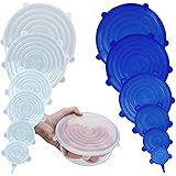 Silicone Stretch Lids Food Covers (12 Pack) – Reusable Miracle Stretchy Eco Lids Covers for Bowls & Cups, Microwave Can & Tin