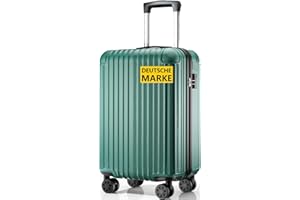 ABISTAB Handgepäck Koffer 55x35x23cm, Hartschalen Reisekoffer klein, leicht Koffer Trolley mit 4 Rollen & Zahlenschloss, Dunkelgrün