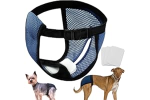 LeerKing 2 Pezzi Mutande Cane Femmina Calore Rete Mutandine Ciclo Lavabili Riutilizzabili Fisiologico con 6 Cuscinetti di Ricambio Blu L