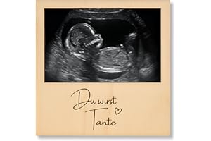 Milaboo® Holzrahmen zur Schwangerschaftsverkündung – Fotorahmen aus Naturholz mit Botschaft – Geschenk für werdende Großeltern, Tante oder Onkel (Du wirst Tante)