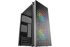 Mars Gaming MC-Core, Boîtier Gaming Ultrapcompact MicroATX, Design Frontal Metal-Mesh, 2X Ventilateurs FRGB 120mm, Fenêtre Latérale Complète, Mini-Tour PC avec USB 3.0, Noir