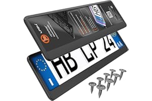 L & P CAR DESIGN Portatarga Auto - Supporto Targa - [semplice, durevole e sicuro] - 8 viti - 520x110 mm - Nero e discreto - Porta Targa - adatto a qualsiasi auto - per targhe italiane omologate - Fissaggio per Targa