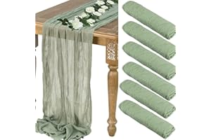 PEALOV Camino De Mesa Boho,6 Piezas De Caminos De Mesa De Estopilla Corredor De Mesa De Boda Camino De Mesa Vintage De Gasa Mantel Bohemio,35*120 pulgadas/90*300 cm,para Boda,Fiesta