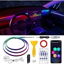 Bande LED Intérieure Tesla Model 3/Y/S/X Dreamcolor Acrylique RGB 6 En 1 USB/Type C 593 LED 175 Pouces - Sync Musique