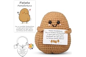 WDJLNZB Patata dall'energia Positiva Italiano con Portachiavi, Patata Portafortuna Forma di Culo, Regalo Originale e Divertente, Pocket Hug Patate Positive Bambola, Positive Potato Incoraggiamento (A)