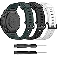 (3-Pack) Replacement Straps Compatible with Amazfit T-Rex Strap, Tencloud Soft Silicone Sport Wristband for Amazfit T-Rex Smartwatch (Black+Green+White)