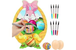 Wishstar Decoratore di Uova di Pasqua, Macchina per Decorare Uova con Spinner, Inclusi Pennarelli di 8 Colori, Regali Fai da Te per Bambini per Pasqua e Happy Children Day