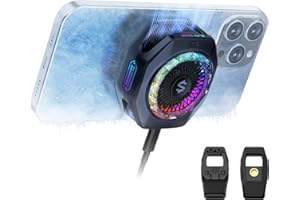 Black Shark Refroidisseur de téléphone magnétique 5 Pro – 18 LED RVB adressables, poignée amovible, ventilateur thermostatique contrôlé par application pour iPhone MagSafe/Android/iPad – jeu/streaming