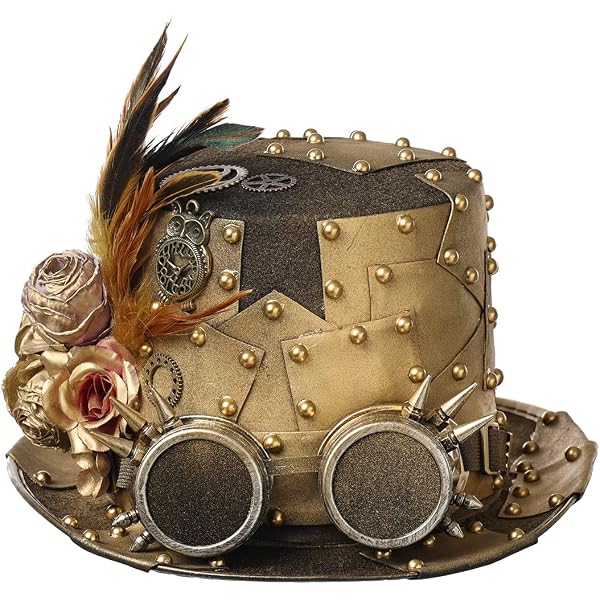 COSDREAMER Mannen Militaire Brandende Hoed Pailletten Kapitein Hoed Klassieke Leger Cap Steampunk Hoofddeksels Met Goggles, Goud, M COSDREAMER Mannen Militaire Brandende Hoed Pailletten Kapitein Hoed Klassieke Leger Cap Steampunk Hoofddeksels Met Goggles, Goud, M