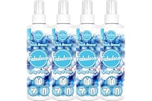 Fabulosa Antibacterial Spray and Wear, Dry Clothes Disinfectant Fabric Freshener Spray, 250ml, 4 Pack, Fresh Breeze, packaging may vary