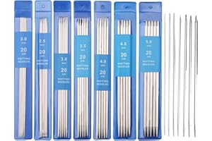 DWE Knitting Needles Set, 35 Pcs Stainless Steel Straight Double Pointed Knitting Needles Kits 2mm/2.5mm/3mm/3.5mm/4mm/4.5mm/5mm