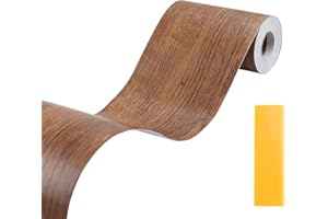 Lifuncren 10 cm x 15 m Bordi Adesivi per Pareti, Impermeabile Rimovibile Bordo Adesivo per Mobili, Adesivo Effetto Legno Greca Adesiva per Parete Carta da Parati per Porte Pavimento (Marrone)