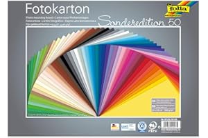 folia 6125/50 99 - Fotokarton Mix 25 x 35 cm, 300 g/qm, 50 Blatt sortiert in 50 Farben - ideale Grundlage für zahlreiche Bastelideen