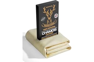 lesasas Chamois Leather for Cars 60x40cm Extra Thick Shammy Cloth for Car Drying & Window Cleaning, Natural Soft Leather Towel, Super Absorbent & Reusable for Auto Detailing Interior Exterior