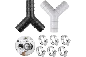 NGUIT 2 Way Y Splitter for Pipes Double Waste Pipe Connection Accessory for Washing Machine and Dishwasher Includes Three Hose Clamps Universal Dishwasher Drain Hose Compatible with 16-27mm Diameter Hoses
