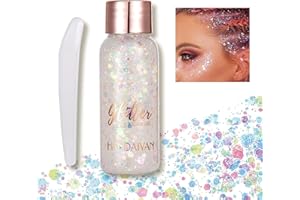 EHIOG Gel Olografico per Corpo e Viso, Glitter per Capelli e Occhi, Gel Lungo Durata per Festival e Party, Arte DIY, 32 ml (Bianco)