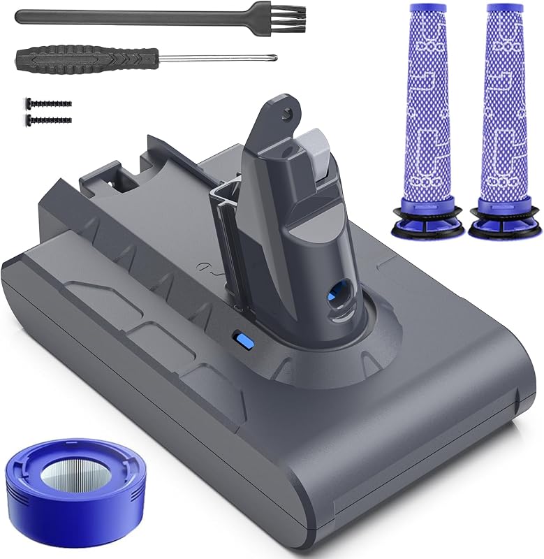 Keeenstone 8000mAh Akku für Dyson V6 DC62, Ersatzakku für Dyson DC58 DC59 DC61 Animal DC72 DC74 SV03 SV05 SV06 SV07 SV09 Staubsauger + 3pcs Filter