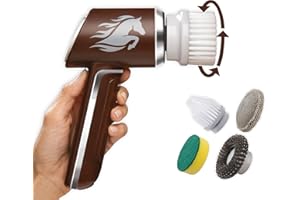 ‎MEDIASHOP Horsepower Scrubber - Elektrische Reinigungsbürste kabellos 2000 mAh - Putzbürste elektrisch zum Putzen von Bad, Küche & Auto, Fugenreiniger - 5 Bürstenaufsätzen, für Bad, Haushalt, Auto & Garten