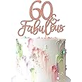 Blumomon Rose Gold Glittery 60th Birthday Cake Topper - 3 Pack