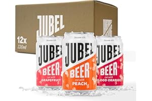 JUBEL Mixed Case (4 Peach, 4 Blood Orange, 4 Grapefruit) | Award Winning Gluten Free Beer | Vegan, Low Calorie & Low Sugar | Dangerously Refreshing Fruit Beer | 4% ABV | Voted UK's Best Fruit Beer
