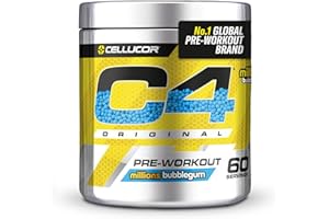 Cellucor C4 Original Pre Workout Powder, Bubblegum, 60 portions | Boisson énergétique en poudre sans sucre avec 150mg de caféine, 1500mg de créatine monohydrate, 1600mg de bêta-alanine.