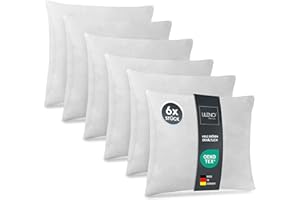 LILENO HOME Lot de 6 de garnissage d'oreiller 65x65 cm - Coussin intérieur Lavable à 40°C adapté aux allergiques - Garnissage en Polyester comme Coussin de canapé, Coussin Cocktail et Oreiller