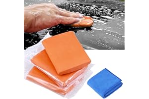 Huiguli 3 Pièces Automobile Barre Argile 100g, avec Serviette Nettoyage, Kit Barre Argile Douce Qualité pour Verre Véhicules Plancher, Capacité de Lavage et Adsorption, Orange