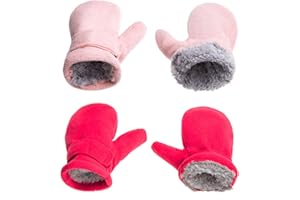 SEYUFN Mitones de invierno para bebé forro polar para niños pequeños guantes calientes y suaves para bebés y niñas mitones ajustables al aire libre