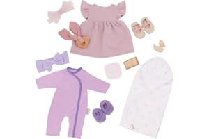 LullaBaby-LullaBaby-13-pc Fashion Pijama, Vestido y Accesorios de Baño-Juego Imaginativo-Juguetes para Niños de 2 Años y Más-Set de Ropa de Muñeca, sólido, Multicolor (Maison Battat Inc. LBY7670Z)