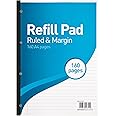 SUMMIT A4 Lined Paper, Refill Pad, Ruled and Margin, 160 Page, Single Notepad