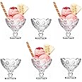 Khanary Cocktail Glasses Ice Cream Glass Bowl, Cocktail Bowls Dessert Fruit Salad, Footed Embossed Crystal– Appetizer Fruit Cocktail Pedestal Pudding Glass Cups Set of 6