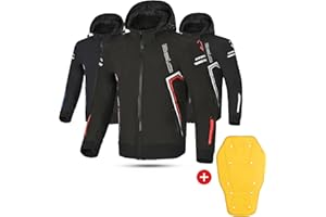 MAXIMO-MOTO Motorcycle Hoodie Armoured Motorbike Jackets for Men with Protective Softshell Hoodie, Waterproof Motorcycle Jacket, CE Approved Armored Hoodie