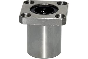 Flyshop Diámetro del orificio de 25 mm, rodamiento de bolas de movimiento lineal de la brida cuadrada del acero al carbono LMK25UU 2PCS