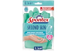 ‎SPONTEX Spontex Second Skin, latexfreie Haushaltshandschuhe aus Nitril-Mix, mit Touchscreen-Technologie, Größe L/8-8,5, 1 Paar