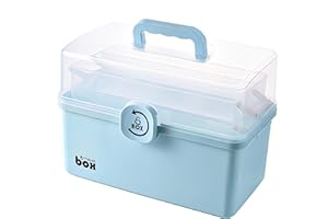 Bailonda Caja de botiquín, caja medicamentos portátil en plástico, botiquin casa multifuncional de 3 niveles, para el hogar, al aire libre (Azul) (BLD-YX-01)