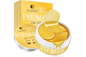EVEELLYN 24K Patch Occhi, Collagene Idrogel Sotto Cerotti per Occhi, Maschera Occhi per Occhi Gonfi, Occhiaie, Anti Rughe, Cura della Pelle, Idratante, Lenitiva (30 Paia)
