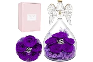 MIOFULA Rosa Stabilizzata Rosa Eterna Angelo Regalo per Mamma, Fiori Stabilizzati Veri, Rose Stabilizzate Regalo Donna Compleanno, Regali Mamma Nonna per Natale San Valentino Anniversari Festa Della Mamma