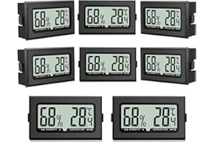 Pixelure - Termómetro higrómetro (8 unidades, medidor de humedad de aire, mini digital, temperatura para interiores, invernaderos, jardines