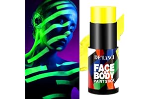 DE'LANCI Colore del corpo giallo fosforescente, per il viso e il corpo, per il trucco professionale di Halloween, zombie e vampiri, per feste in costume da cosplay, effetto speciale SFX (giallo fluo)