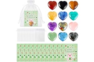 GluckGeschenk 12 Glücksbringer Silvester 2026 Glückssteine, Neujahrsglücksbringer Heilsteine mit Glücksschweinchen Karte und Mullbeutel, Klein Neujahrsgeschenke Edelsteine für Kinder Erwachsene