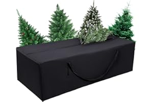 JOSPL Aufbewahrungstasche Schutzhülle Gartenauflagen Oxford Auflagentasche mit Tragegriff Wasserdicht UV-Beständiges Schwerlast Reißfest Polsterauflagen für Weihnachtsbaume Kissen Schwarz(173x76x51cm)