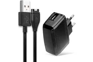 subtel® Ladegerät + USB Kabel 1m kompatibel mit Garmin Fenix 7, 6 Pro 6X, Vivoactive 4 Smartwatch Fitness Tracker Armband Ersatz Ladekabel Auflader 1A Anschluss Stecker