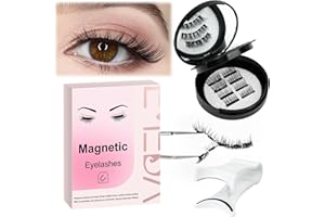 ‎EMEDA EMEDA Magnetyczne rzęsy o naturalnym wyglądzie, 3 pary magnetycznych rzęs wielokrotnego użytku bez kleju, efekt kociego oka i wygodny aplikator bez kleju