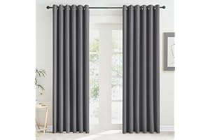 KGORGE Wohnzimmer Gardinen mit Ösen Verdunklungsvorhänge Thermovorhang Extra Breite Gardienen 2-Set 220 x 200 cm(HxB) Wärmeisolierende Vorhänge Grau Blickdicht