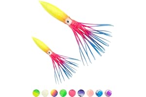 BLUEWING Lot of 10 Skirt Shell Squid with Float Inside 6in/9in Trolling Squid Bulb Squid for Tuna, Wahoo, Mahi, Marlin, Big Game Fish