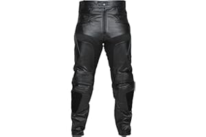 RKsports Mens Black 1265 Leather Cowhide Motorcycle Motorbike Jeans Trousers