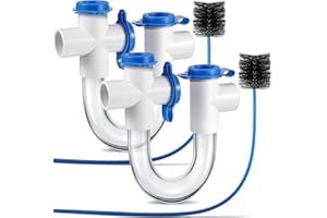 GULFMEW 3/4 Inch Standard Condensate Trap with Cleaning Brush, PVC U Trap for HVAC Systems, Air Conditioner, Effectively Drains Condensate (2 Pack)