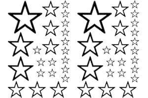 Samunshi® Sterne Aufkleber Set gefüllt Autoaufkleber (schwarz Outline rund 070)